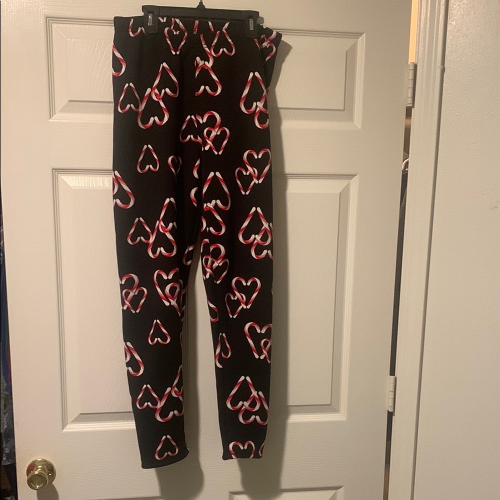 Black and Red Candy Cane Patterned Leggings